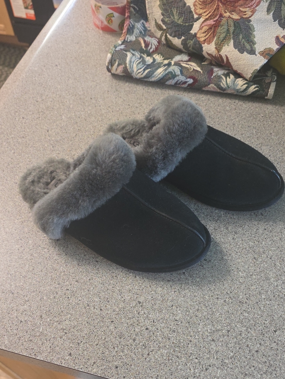 UGG Classic Black Suede Shearling-Lined Women’s Slippers